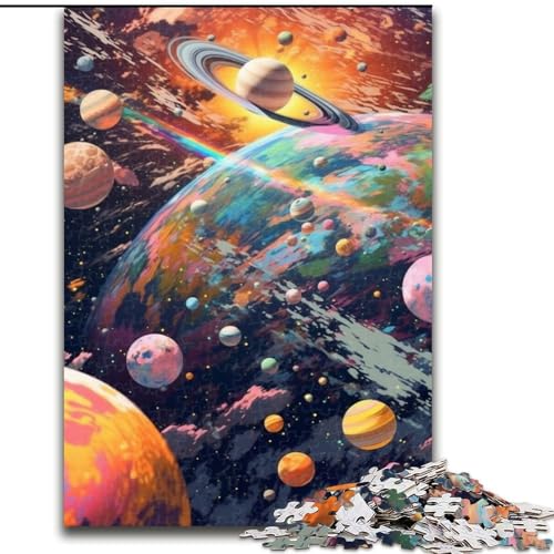 Puzzle für Erwachsene, 1000 Sonnensystem-Puzzle aus Holz, Weihnachten, Halloween, Ostern, Neujahr, 1000 Teile(50x75cm) von XHAXING