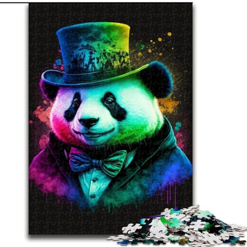 Puzzle für Erwachsene, 1000 Stück, Panda mit Hut, Puzzle aus Holz, Spielzeug, Geschenk, pädagogisches, intellektuelles, entspannendes Familienspiel, 1000 Teile(50x75cm) von XHAXING