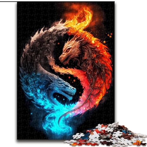 Puzzle für Erwachsene, 1000 Stück, Yin- und Yang-Drachen-Puzzle aus Holz, Spielzeug, Geschenk, pädagogisches, intellektuelles, entspannendes Familienspiel, 1000 Teile(50x75cm) von XHAXING