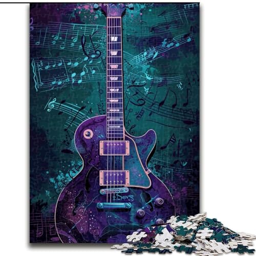 Puzzle für Erwachsene, 1000 Stück, lila Gitarren-Puzzles aus Holz, interaktives Familienspiel, Heimdekoration zum Selbermachen, anspruchsvolles Denksport-Geschenk, 1000 Teile(50x75cm) von XHAXING