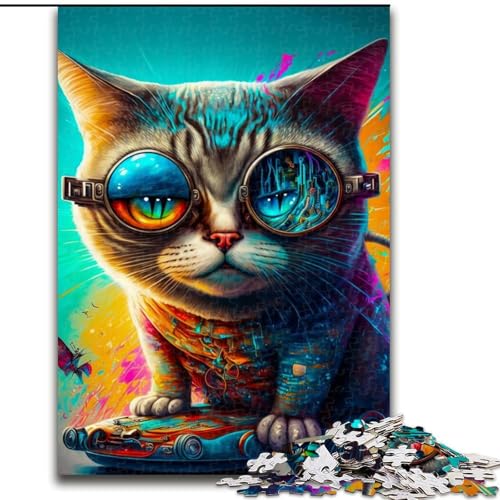 Puzzle für Erwachsene, 1000 Stück, süßes Katzen-Tierpuzzle aus Pappe, anspruchsvolles Denkspiel für Teenager, unterhaltsames interaktives Familienspiel, 1000 Teile(26x38cm) von XHAXING