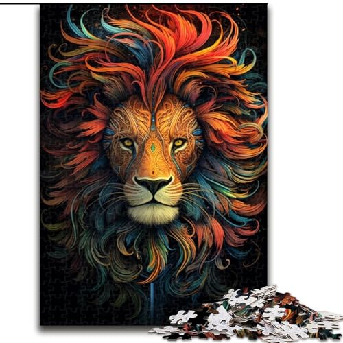 Puzzle für Erwachsene, 1000 Teile, Art Neon Lion Puzzle aus Pappe, mit interaktivem Familienspiel, Kinder ab 14 Jahren, 1000 Teile(26x38cm) von XHAXING