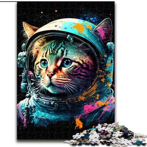 Puzzle für Erwachsene, 1000 Teile, Astronauten-Katzen-Puzzle aus Holz, anspruchsvolles Denkspiel für Teenager, unterhaltsames interaktives Spiel für die ganze Familie, 1000 Teile(50x75cm) von XHAXING