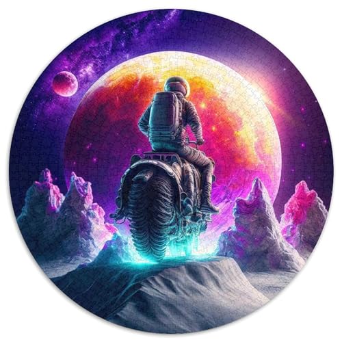 Puzzle für Erwachsene, 1000 Teile, Astronauten-Motorrad, rund, Denksportspiel für Teenager, (Größe 67,5 x 67,5 cm) von XHAXING
