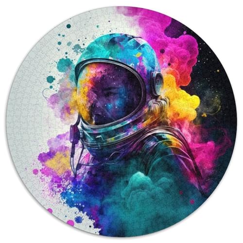 Puzzle für Erwachsene, 1000 Teile, Astronauten-Puzzle, rund, aus Pappe, Geburtstag, zu Weihnachten und Halloween (Größe 67,5 x 67,5 cm) von XHAXING