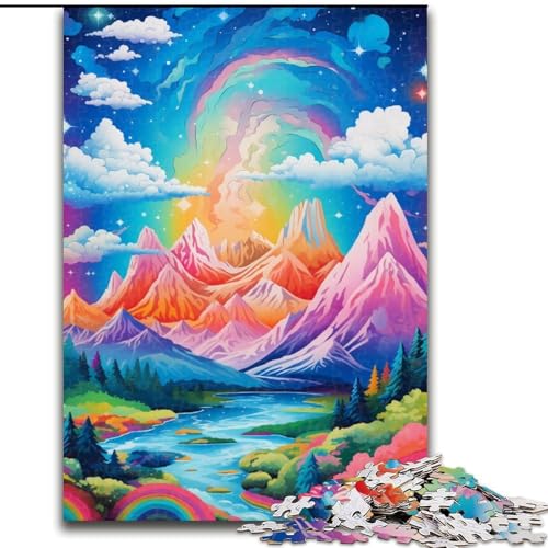 Puzzle für Erwachsene, 1000 Teile, Berg mit bunten Sternen, Puzzle aus Holz, lehrreich und unterhaltsam, Indoor-Spiel für die Heimdekoration, 1000 Teile(50x75cm) von XHAXING
