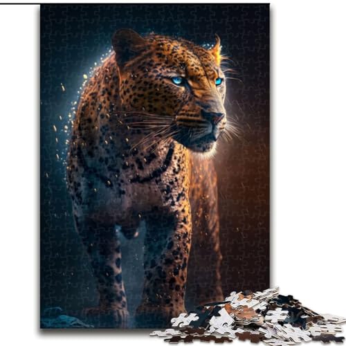 Puzzle für Erwachsene, 1000 Teile, Blauer Leopard, Puzzle aus Holz, anspruchsvolles Denkspiel für Teenager, unterhaltsames interaktives Spiel für die ganze Familie, 1000 Teile(50x75cm) von XHAXING