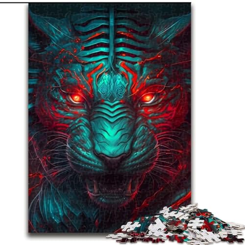 Puzzle für Erwachsene, 1000 Teile, Blaues Monstertiger-Puzzle aus Holz, anspruchsvolles Denkspiel für Teenager, unterhaltsames interaktives Spiel für die ganze Familie, 1000 Teile(50x75cm) von XHAXING