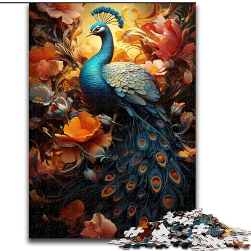 Puzzle für Erwachsene, 1000 Teile, Blumen, einschließlich Pfauen, Puzzles aus Holz, Spaß für die ganze Familie, Basteln, perfekt für Geburtstage, Feiertage, 1000 Teile(50x75cm) von XHAXING