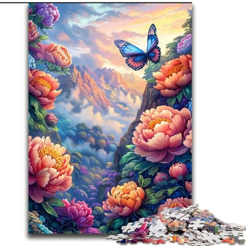 Puzzle für Erwachsene, 1000 Teile, Blumen- und Schmetterlings-Puzzle aus Holz, interaktives Familienspiel, Denksport-Geschenk, Lernspielzeug, 1000 Teile(50x75cm) von XHAXING