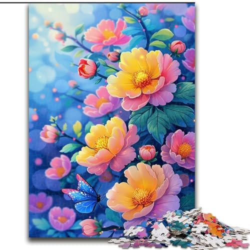 Puzzle für Erwachsene, 1000 Teile, Blumen- und Schmetterlings-Puzzle aus Holz, interaktives Familienspiel, Denksport-Geschenk, Lernspielzeug, 1000 Teile(50x75cm) von XHAXING