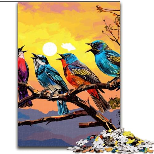 Puzzle für Erwachsene, 1000 Teile, Blumen- und Vogel-Puzzle aus Holz, anspruchsvolles DIY-Denkspiel, interaktives Familienspiel, 1000 Teile(50x75cm) von XHAXING