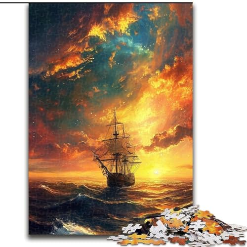 Puzzle für Erwachsene, 1000 Teile, Boot bei Sonnenuntergang, Puzzle aus Pappe, anspruchsvolles Denkspiel für Teenager, unterhaltsames interaktives Spiel für die ganze Familie, 1000 Teile(26x38cm) von XHAXING