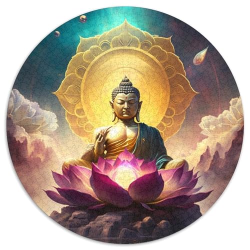 Puzzle für Erwachsene, 1000 Teile, Buddha, rund, aus Pappe, perfektes Weihnachts- und Neujahrsgeschenk, Feiertagsgeschenk (67,5 x 67,5 cm) von XHAXING