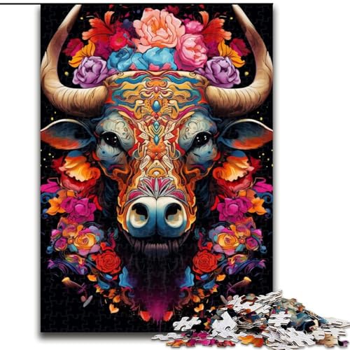 Puzzle für Erwachsene, 1000 Teile, Bunte Bullen, aus Holz, anspruchsvolles Denkspiel für Teenager, unterhaltsames interaktives Spiel für die ganze Familie, 1000 Teile(50x75cm) von XHAXING