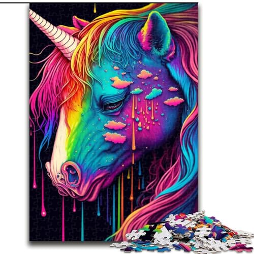 Puzzle für Erwachsene, 1000 Teile, Bunte Einhörner, aus Pappe, lehrreiches und unterhaltsames Indoor-Spiel für die Heimdekoration, 1000 Teile(26x38cm) von XHAXING