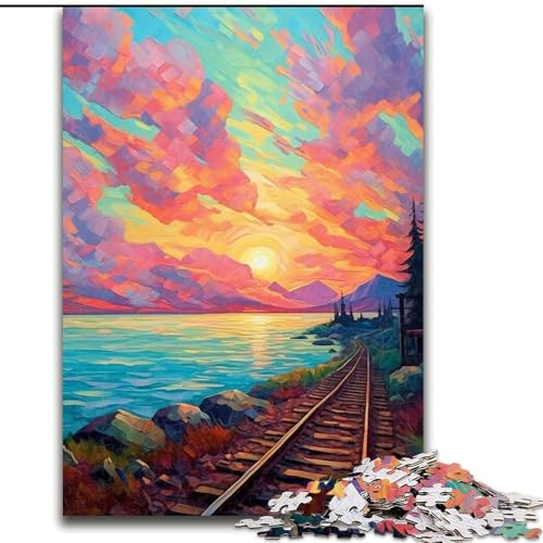 Puzzle für Erwachsene, 1000 Teile, Bunte Eisenbahn-Puzzles aus Pappe, lehrreiches und unterhaltsames Indoor-Spiel für die Heimdekoration, 1000 Teile(26x38cm) von XHAXING