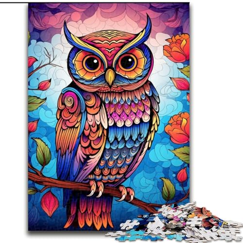 Puzzle für Erwachsene, 1000 Teile, Bunte Eulen-Kunst-Puzzles aus Holz, Spaß für die ganze Familie, Basteln, perfekt für Geburtstage, Feiertage, 1000 Stück(50x75cm) von XHAXING