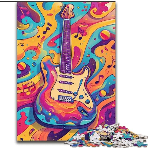 Puzzle für Erwachsene, 1000 Teile, Bunte Gitarren, Puzzle aus Holz, Familienaktivitätsspiel, Heimdekoration, Wandkunst, 1000 Teile(50x75cm) von XHAXING