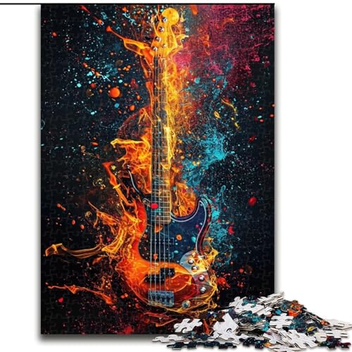 Puzzle für Erwachsene, 1000 Teile, Bunte Gitarren-Puzzles aus Holz, Eltern, Partner, Freunde – ab 14 Jahren, 1000 Teile(50x75cm) von XHAXING
