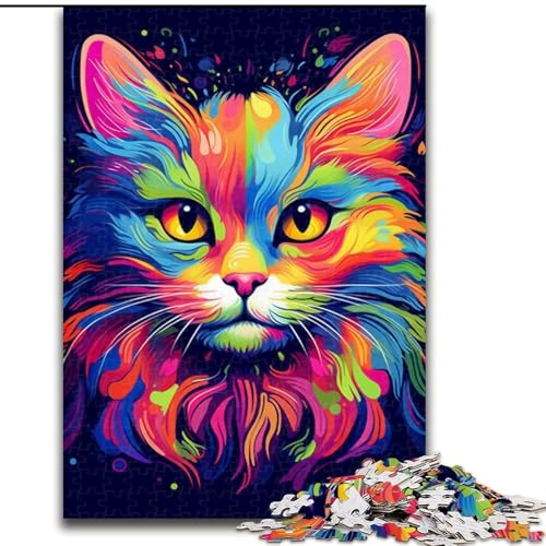 Puzzle für Erwachsene, 1000 Teile, Bunte Graffiti-Katzen-Puzzles aus Holz, lehrreiches und unterhaltsames Indoor-Spiel für die Heimdekoration, 1000 Teile(50x75cm) von XHAXING