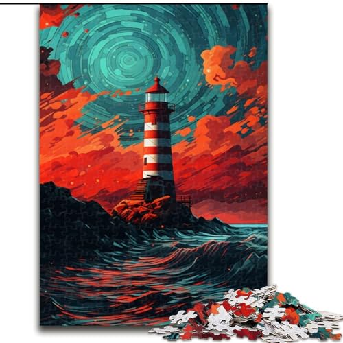 Puzzle für Erwachsene, 1000 Teile, Bunte Leuchttürme, Puzzle aus Holz, anspruchsvolles Denkspiel für Teenager, unterhaltsames interaktives Spiel für die ganze Familie, 1000 Teile(50x75cm) von XHAXING