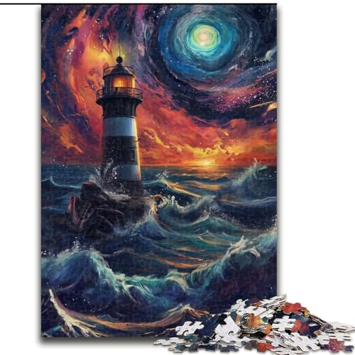 Puzzle für Erwachsene, 1000 Teile, Bunte Leuchttürme, Puzzle aus Holz, anspruchsvolles Denkspiel für Teenager, unterhaltsames interaktives Spiel für die ganze Familie, 1000 Teile(50x75cm) von XHAXING