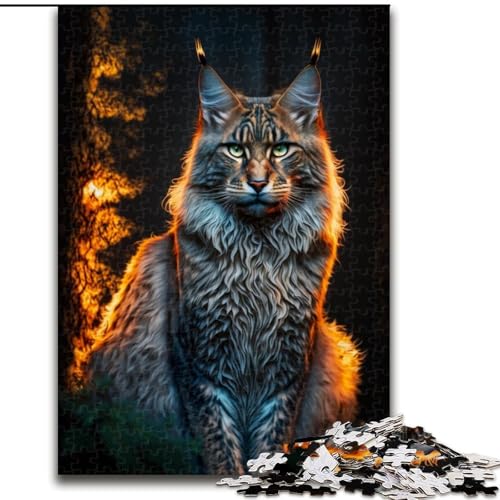 Puzzle für Erwachsene, 1000 Teile, Bunte Maine-Coon-Katzen-Puzzles aus Pappe, interaktives Familienspiel, Denksportgeschenk, Lernspielzeug, 1000 Teile(26x38cm) von XHAXING