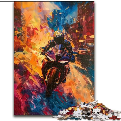 Puzzle für Erwachsene, 1000 Teile, Bunte Motorräder, aus Pappe, anspruchsvolles Denkspiel für Teenager, unterhaltsames interaktives Spiel für die ganze Familie, 1000 Teile(26x38cm) von XHAXING