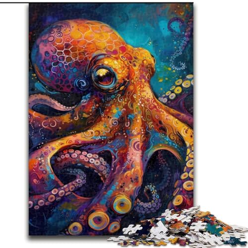 Puzzle für Erwachsene, 1000 Teile, Bunte Oktopus-Puzzles aus Pappe, Denkspiel, interaktives Familienspiel, geeignet für Kinder ab 14 Jahren, 1000 Teile(26x38cm) von XHAXING