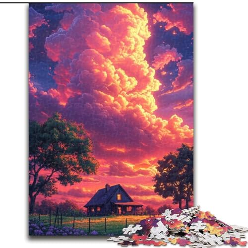 Puzzle für Erwachsene, 1000 Teile, Bunte Wolken, Puzzle aus Holz, Denkspiel, interaktives Familienspiel, geeignet für Kinder ab 14 Jahren, 1000 Teile(50x75cm) von XHAXING