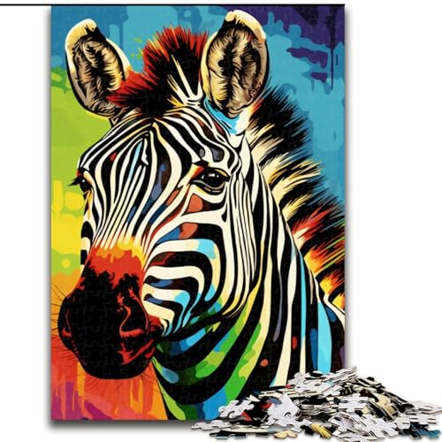 Puzzle für Erwachsene, 1000 Teile, Bunte Zebras, aus Holz, entspannende Unterhaltung, Heimdekoration, 1000 Teile(50x75cm) von XHAXING