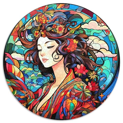 Puzzle für Erwachsene, 1000 Teile, Buntglas-Geisha, 1000-teiliges Puzzle mit interaktivem Familienspiel, Kinder ab 14 Jahren (67,5 x 67,5 cm) von XHAXING