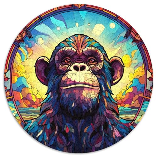 Puzzle für Erwachsene, 1000 Teile, Buntglas-Schimpanse, 1000-teiliges Puzzle mit interaktivem Familienspiel, Kinder ab 14 Jahren (67,5 x 67,5 cm) von XHAXING