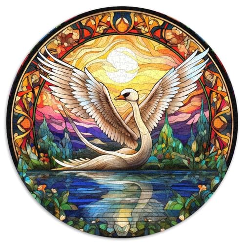 Puzzle für Erwachsene, 1000 Teile, Buntglas-Schwan, 1000-teiliges Puzzle mit interaktivem Familienspiel, Kinder ab 14 Jahren (67,5 x 67,5 cm) von XHAXING
