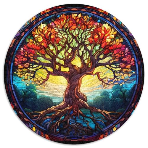 Puzzle für Erwachsene, 1000 Teile, Buntglasbaum, 1000-teiliges Puzzle mit interaktivem Familienspiel, Kinder ab 14 Jahren (67,5 x 67,5 cm) von XHAXING