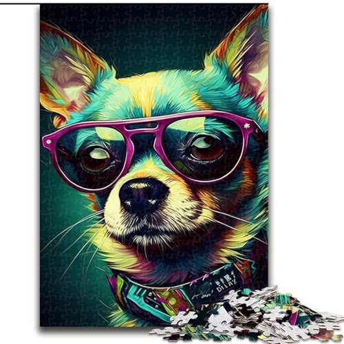 Puzzle für Erwachsene, 1000 Teile, Chihuahua-Popart-Puzzle aus Pappe, anspruchsvolles Denkspiel für Teenager, unterhaltsames interaktives Spiel für die ganze Familie, 1000 Teile(26x38cm) von XHAXING