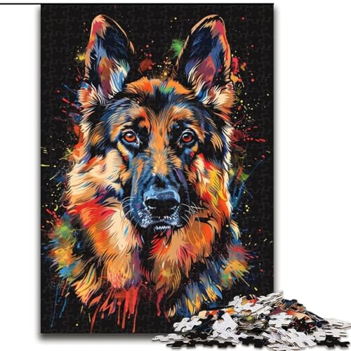 Puzzle für Erwachsene, 1000 Teile, Deutscher Schäferhund, DJ Neon, Puzzle aus Pappe, Denkspiel, interaktives Familienspiel, geeignet für Kinder ab 14 Jahren, 1000 Teile(26x38cm) von XHAXING