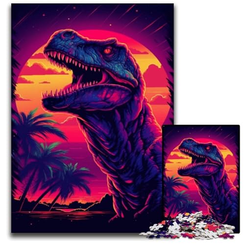 Puzzle für Erwachsene, 1000 Teile, Dinosaurier, Retro-Sonnenuntergang, Sonne, Karton, Puzzle für Erwachsene, Denkspiel für Teenager und Familieninteraktion, 26x38cm Puzzle für Erwachsene, 1000 Teile, Dinosaurier, Retro-Sonnenuntergang, Sonne, Karton, Puzzle für Erwachsene, Denkspiel für Teenager und Familieninteraktion, 26x38cm von XHAXING