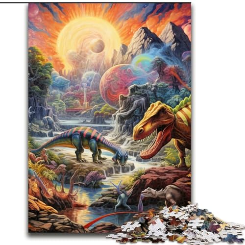 Puzzle für Erwachsene, 1000 Teile, Dinosaurier-Welt-Puzzle aus Pappe, Familienaktivitätsspiel für Teenager, DIY-Heimdekor, Denksportaufgabe, Geschenk, 1000 Teile(26x38cm) von XHAXING