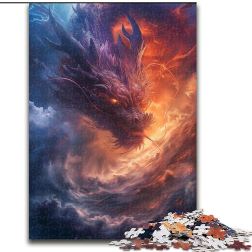 Puzzle für Erwachsene, 1000 Teile, Drachen in den Wolken, Puzzle aus Pappe, lehrreiches und unterhaltsames Indoor-Spiel für die Heimdekoration, 1000 Teile(26x38cm) von XHAXING