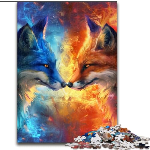 Puzzle für Erwachsene, 1000 Teile, EIS- und Feuerfuchs-Puzzle aus Pappe, lehrreiches und unterhaltsames Indoor-Spiel für die Heimdekoration, 1000 Teile(26x38cm) von XHAXING