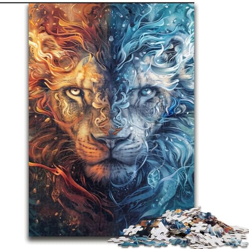 Puzzle für Erwachsene, 1000 Teile, EIS- und Feuerlöwe-Puzzle aus Pappe, Eltern, Partner, Freunde – ab 14 Jahren, 1000 Teile(26x38cm) von XHAXING
