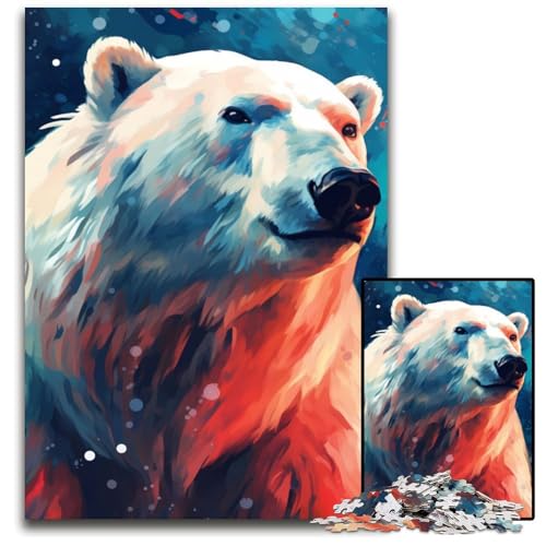 Puzzle für Erwachsene, 1000 Teile, Eisbär, buntes Holzpuzzle für Erwachsene, perfekte Dekoration für Zuhause oder das Büro, 50x75cm Puzzle für Erwachsene, 1000 Teile, Eisbär, buntes Holzpuzzle für Erwachsene, perfekte Dekoration für Zuhause oder das Büro, 50x75cm von XHAXING