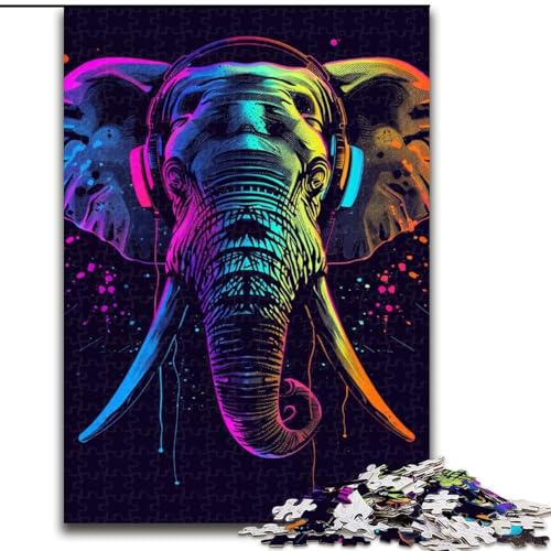 Puzzle für Erwachsene, 1000 Teile, Elefant mit Kopfhörern, Puzzle aus Holz, Geschenk für Männer und Frauen, Alltag und besondere Anlässe, 1000 Teile(50x75cm) von XHAXING