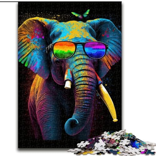 Puzzle für Erwachsene, 1000 Teile, Elefant mit Sonnenbrille, Puzzle aus Holz, Eltern, Partner, Freunde – ab 14 Jahren, 1000 Teile(50x75cm) von XHAXING