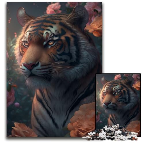 Puzzle für Erwachsene, 1000 Teile, Fantasie-Blumentiger, Karton-Puzzle für Erwachsene, Denkspiel für Teenager und Familieninteraktion, 26x38cm Puzzle für Erwachsene, 1000 Teile, Fantasie-Blumentiger, Karton-Puzzle für Erwachsene, Denkspiel für Teenager und Familieninteraktion, 26x38cm von XHAXING