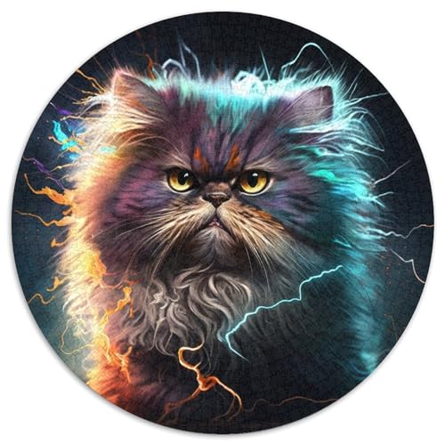 Puzzle für Erwachsene, 1000 Teile, Fantasie-Perserkatze, runde Papierpuzzles, Denksportaufgabe, Geschenk, pädagogische Aktivität für Teenager (Größe 67,5 x 67,5 cm) von XHAXING