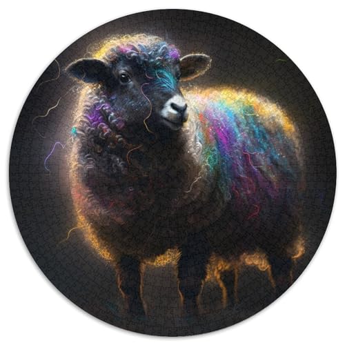 Puzzle für Erwachsene, 1000 Teile, Fantasie-Schaf, rund, Schwierigkeitsgrad: Anfänger, ideal als Geburtstags (Größe: 67,5 x 67,5 cm) von XHAXING