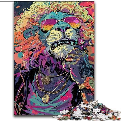 Puzzle für Erwachsene, 1000 Teile, Fashion Lions, aus Pappe, lehrreiches und unterhaltsames Indoor-Spiel für die Heimdekoration, 1000 Teile(26x38cm) von XHAXING